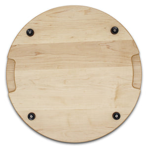 Extra Large Round Wood Cutting Board with Feet, Pocket Handles and Juice Groove, 18”x1.25 Inches Thick, Gift For Mom, 100% USA Made