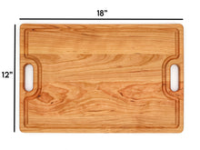 Load image into Gallery viewer, Large Cherry Wood Cutting Board With Juice Groove and Handles 18 x 12 Inches, Cherry Charcuterie Board, Cherry Cheese Board, 100% USA Made