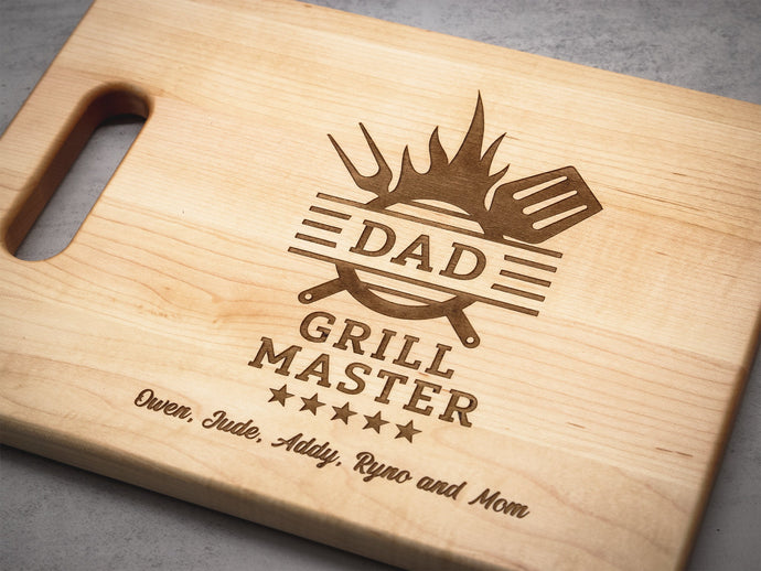 Personalized Gift For Dad, Dad Grill Master Cutting Board, Custom Grilling Gift For Dad, BBQ Gift For Dad, Custom Cutting Board - USA Made