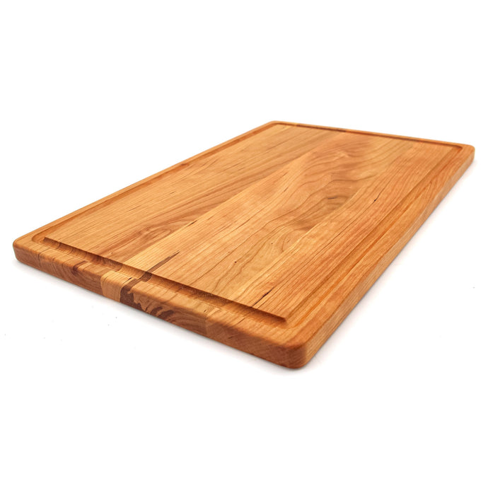 Large Cherry Wood Cutting Board With Juice Groove 18 x 12 Inches, Cherry Charcuterie Board, Cherry Cheese Board, Father's Day, 100% USA Made