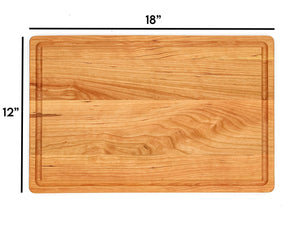 Large Cherry Wood Cutting Board With Juice Groove 18 x 12 Inches, Cherry Charcuterie Board, Cherry Cheese Board, Father's Day, 100% USA Made