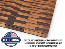 Load image into Gallery viewer, Large End Grain Calico Walnut Cutting Board, Walnut Butcher Block with Rubber Feet, Up to 2” Thick, Wedding Gift, Anniversary Gift, USA Made