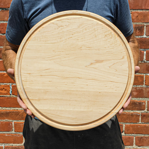 Large Walnut Round Cheese Board, 18 Inch Round Cutting Board with Juice Groove Black Walnut, Large Walnut Round Charcuterie Board