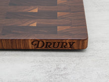 Load image into Gallery viewer, Large End Grain Walnut Cutting Board With Edge Engraving, Walnut Butcher Block with Edge Engraving, Wedding Gift, Gift for Him, USA Made