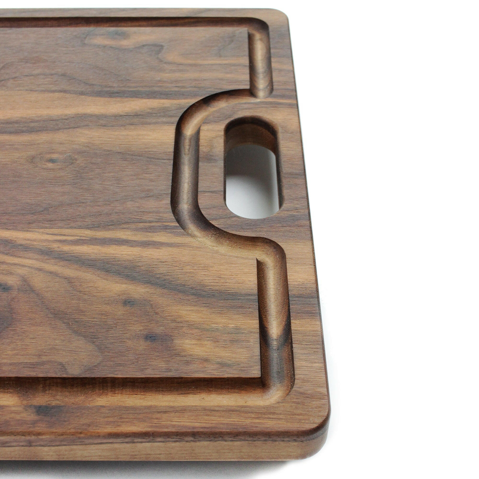 All Dark Black Walnut Cutting Board 15 x 10 with built in handles and  Rubber Feet