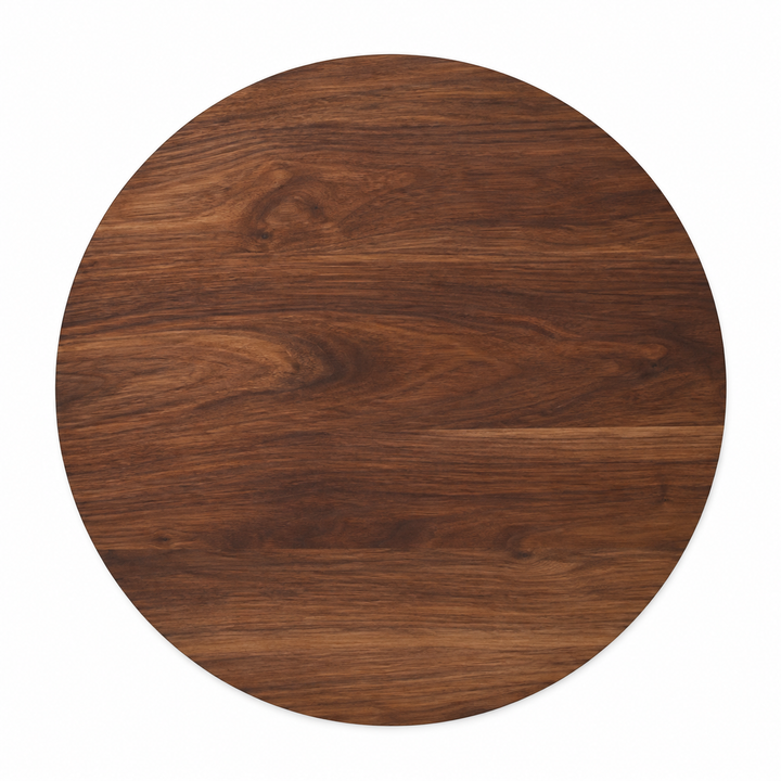 18-inch round Walnut / No Groove / No Handles — top view
