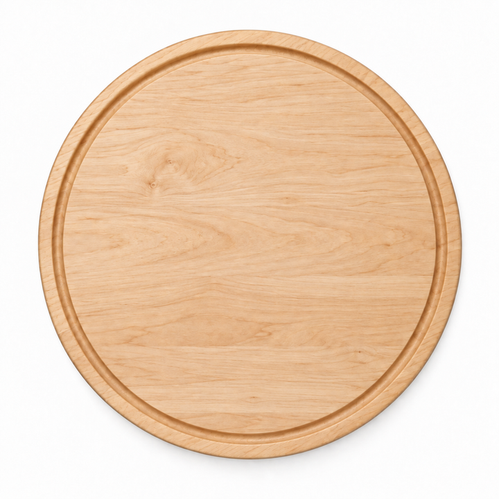 18-inch round Maple / Juice Groove / No Handles — top view