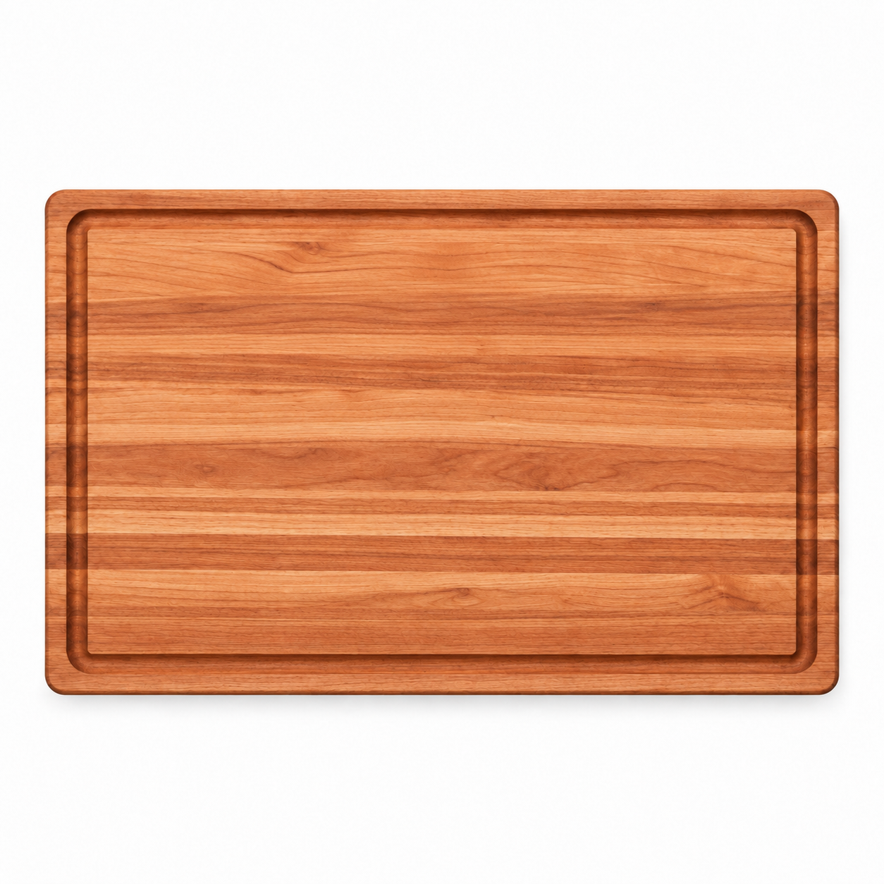 18 × 12 Cherry / Top Juice Groove / Side Handles — top view