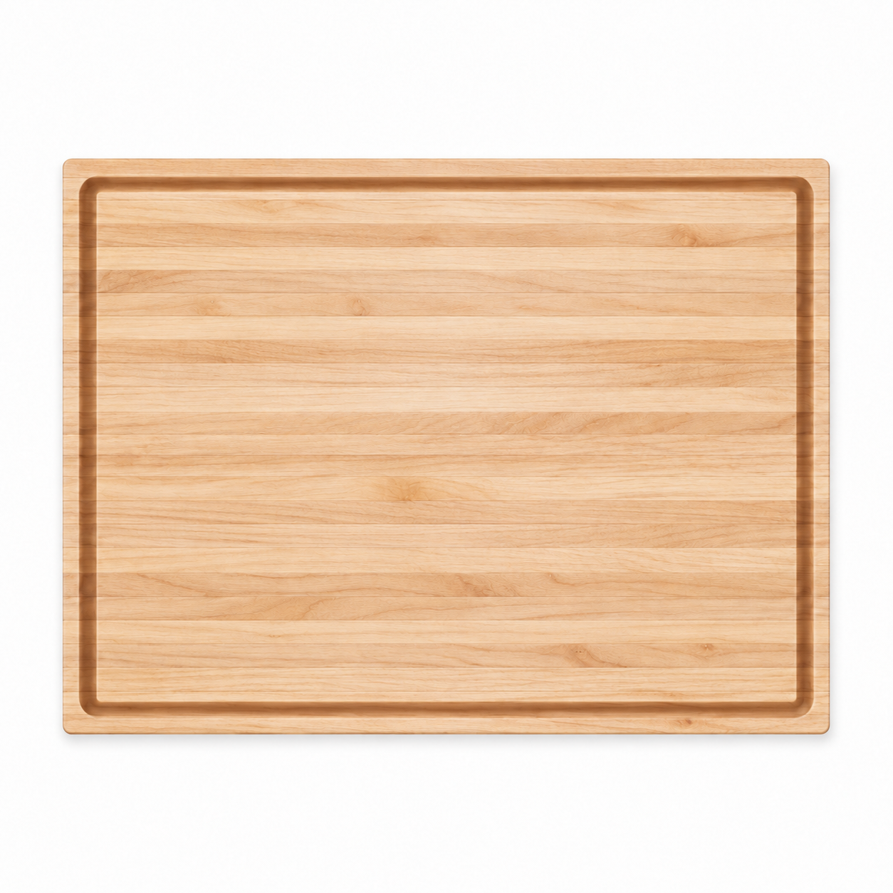 24 × 18 Maple / Top Juice Groove / Pocket Handles — top view