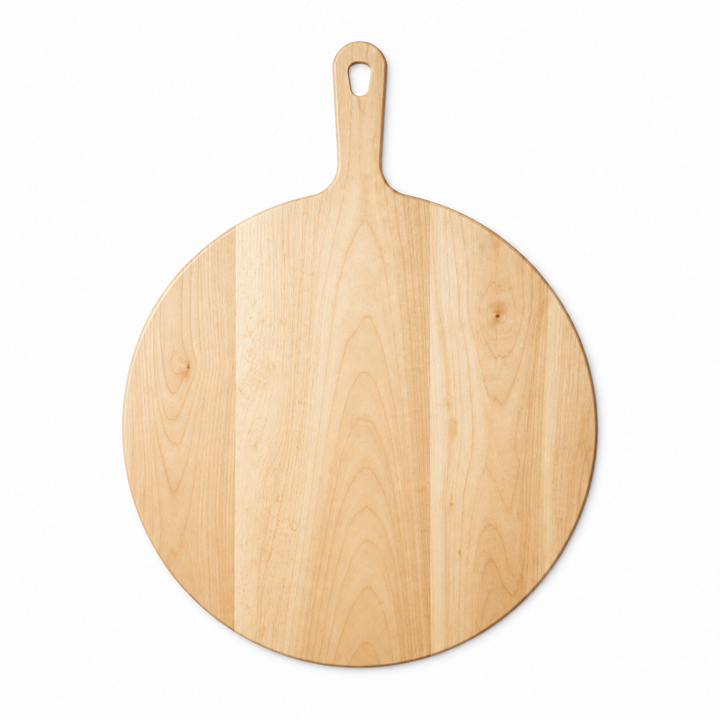 18" circle / 23.5" overall Maple / No Groove / Paddle Handle — top view