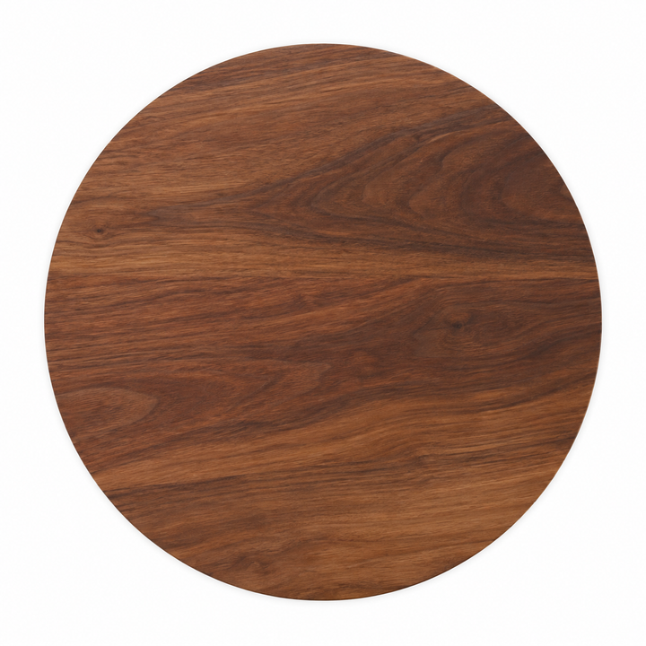 15-inch round Walnut / No Groove / No Handles — top view