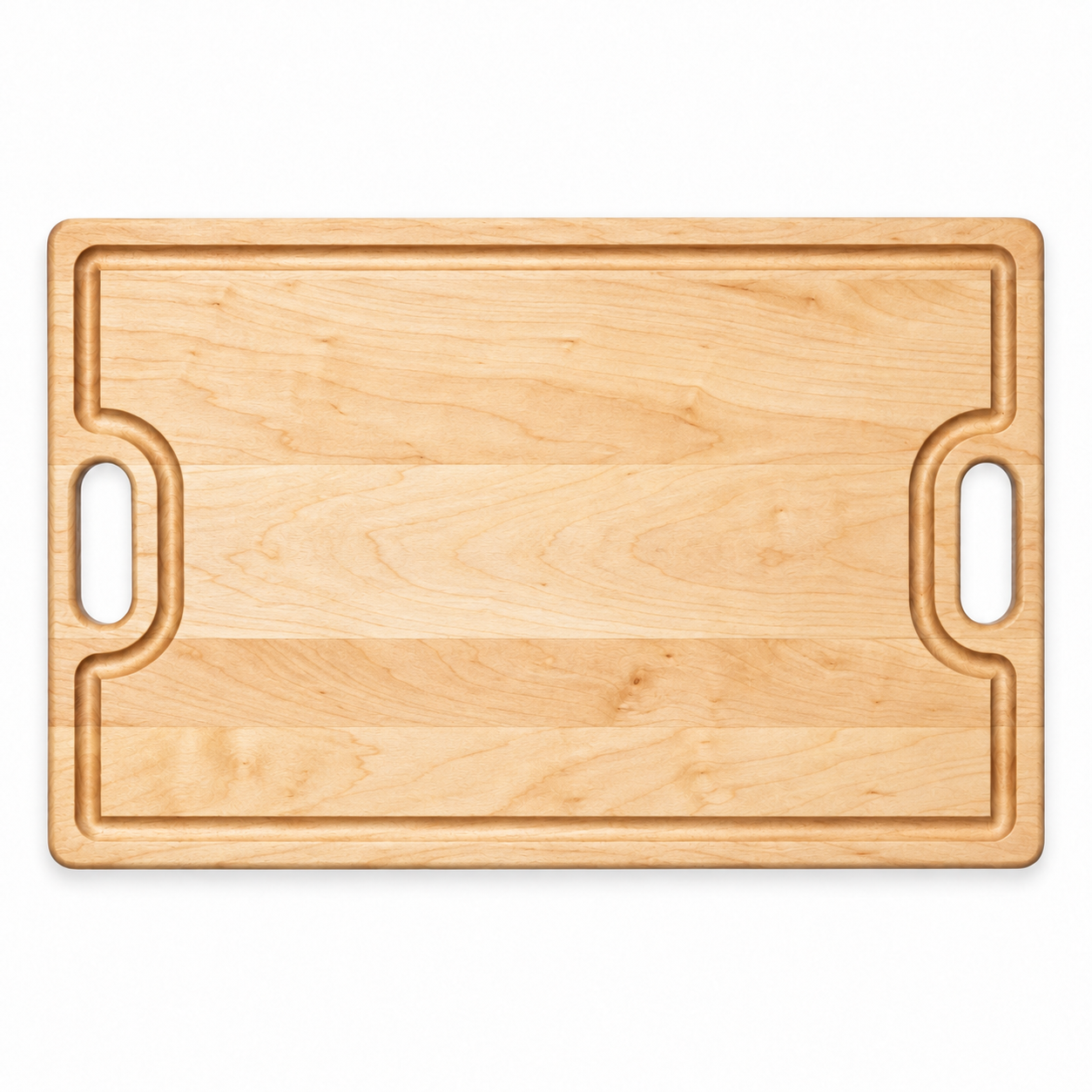 18 × 12 Maple / Top Juice Groove / Cutout Handles — top view