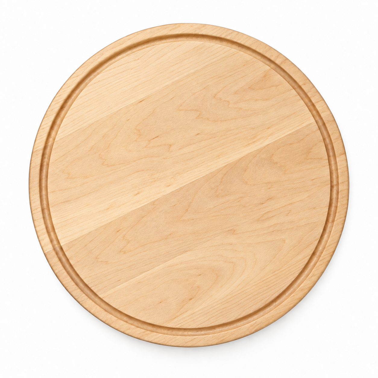 18-inch round Maple / Juice Groove / No Handles — top view