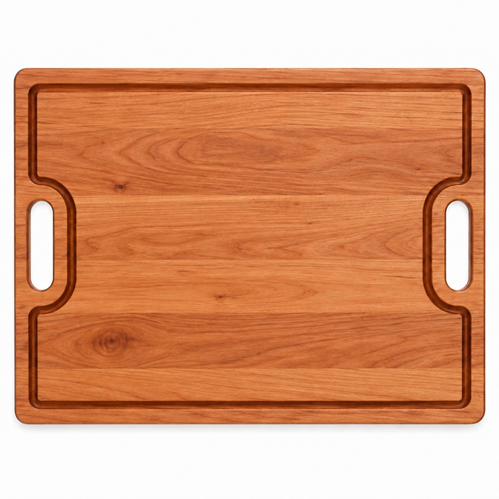 24 × 18 Cherry / Top Juice Groove / Cutout Handles — top view