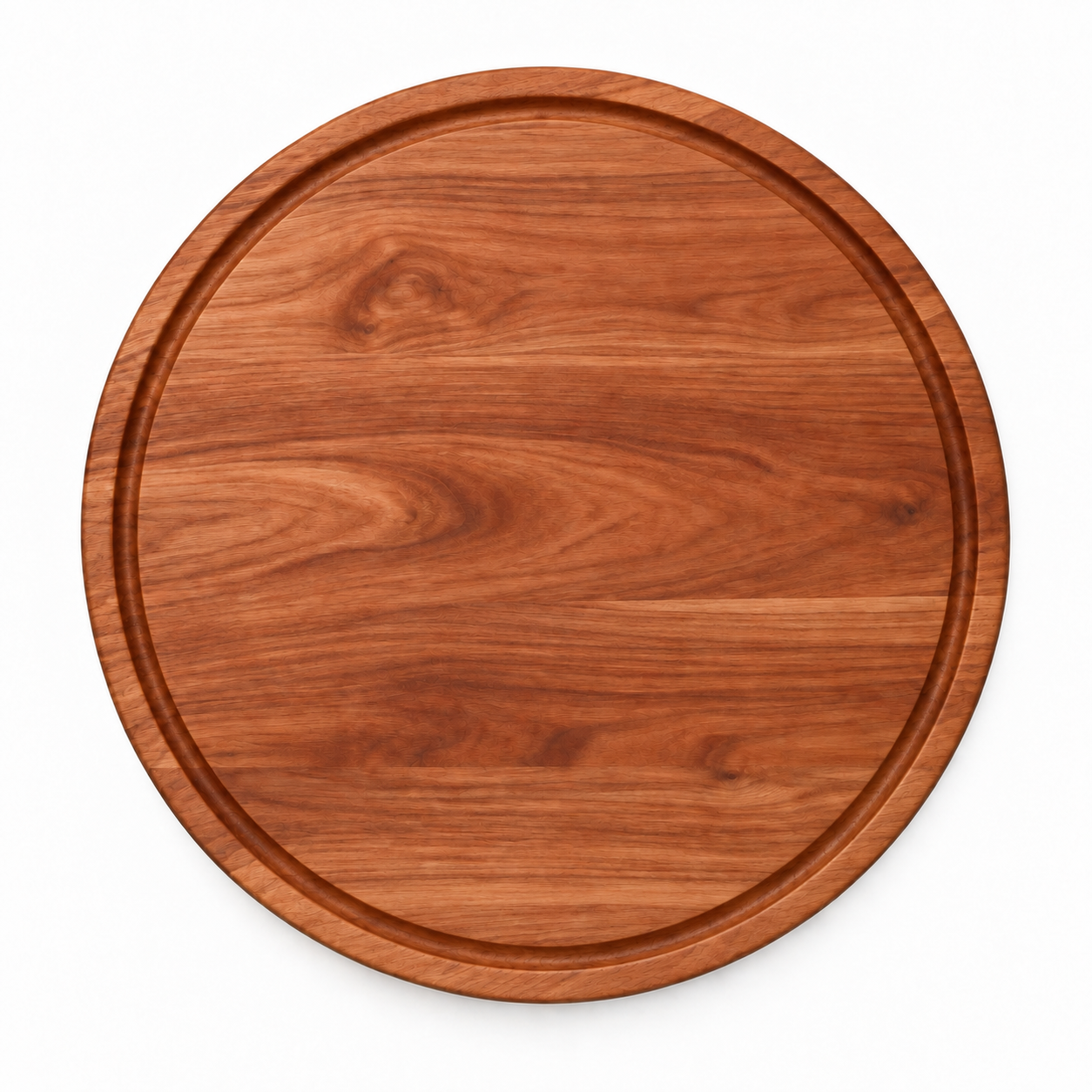 18-inch round Cherry / Juice Groove / Pocket Handles — top view
