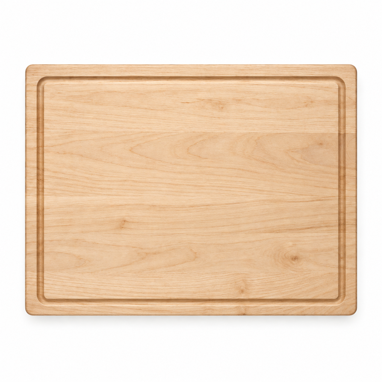 24 × 18 Maple / Top Juice Groove / Pocket Handles — top view