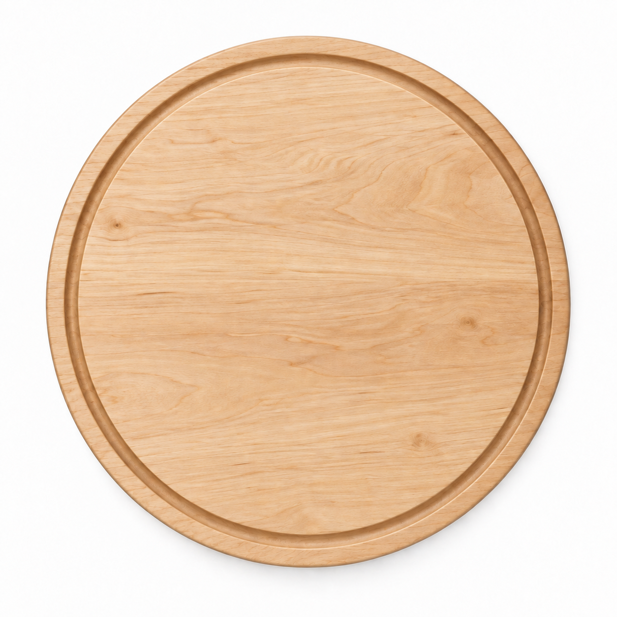 15-inch round Maple / Juice Groove / No Handles — top view