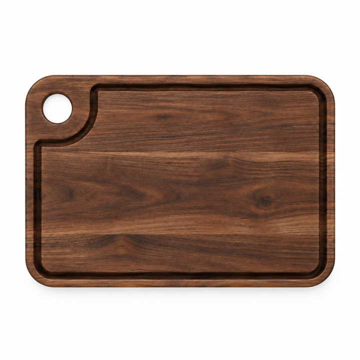 18 × 12 Walnut / Juice Groove / Thumb-Hole Handle — top view