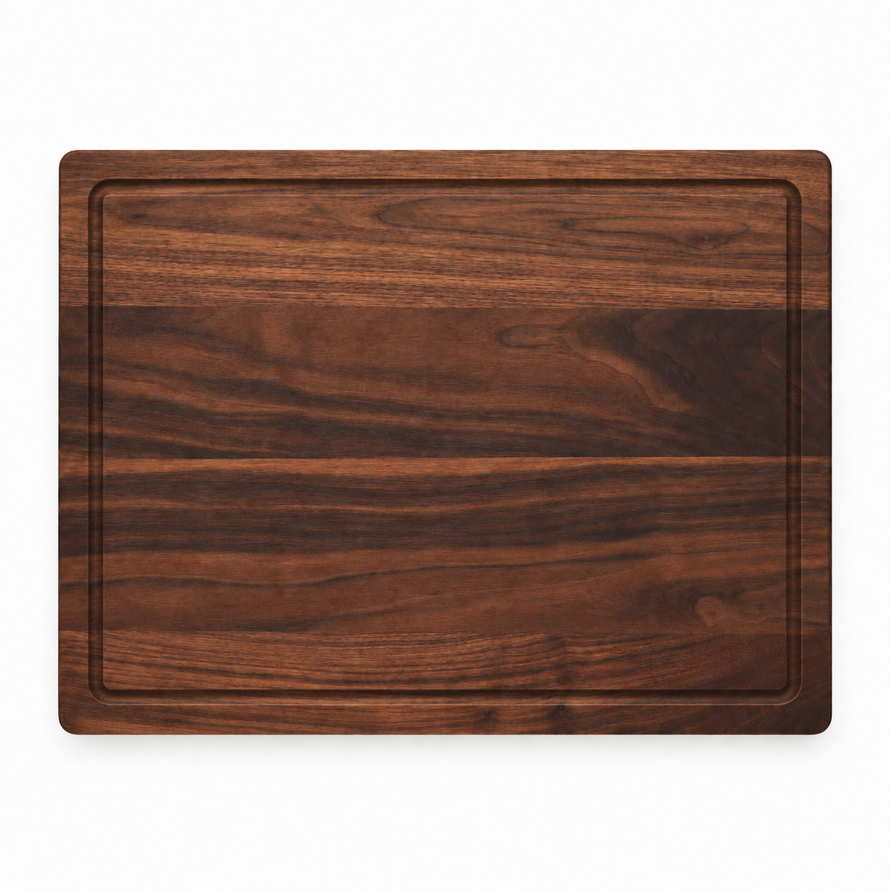 24 × 18 Walnut / Top Juice Groove / Pocket Handles — top view