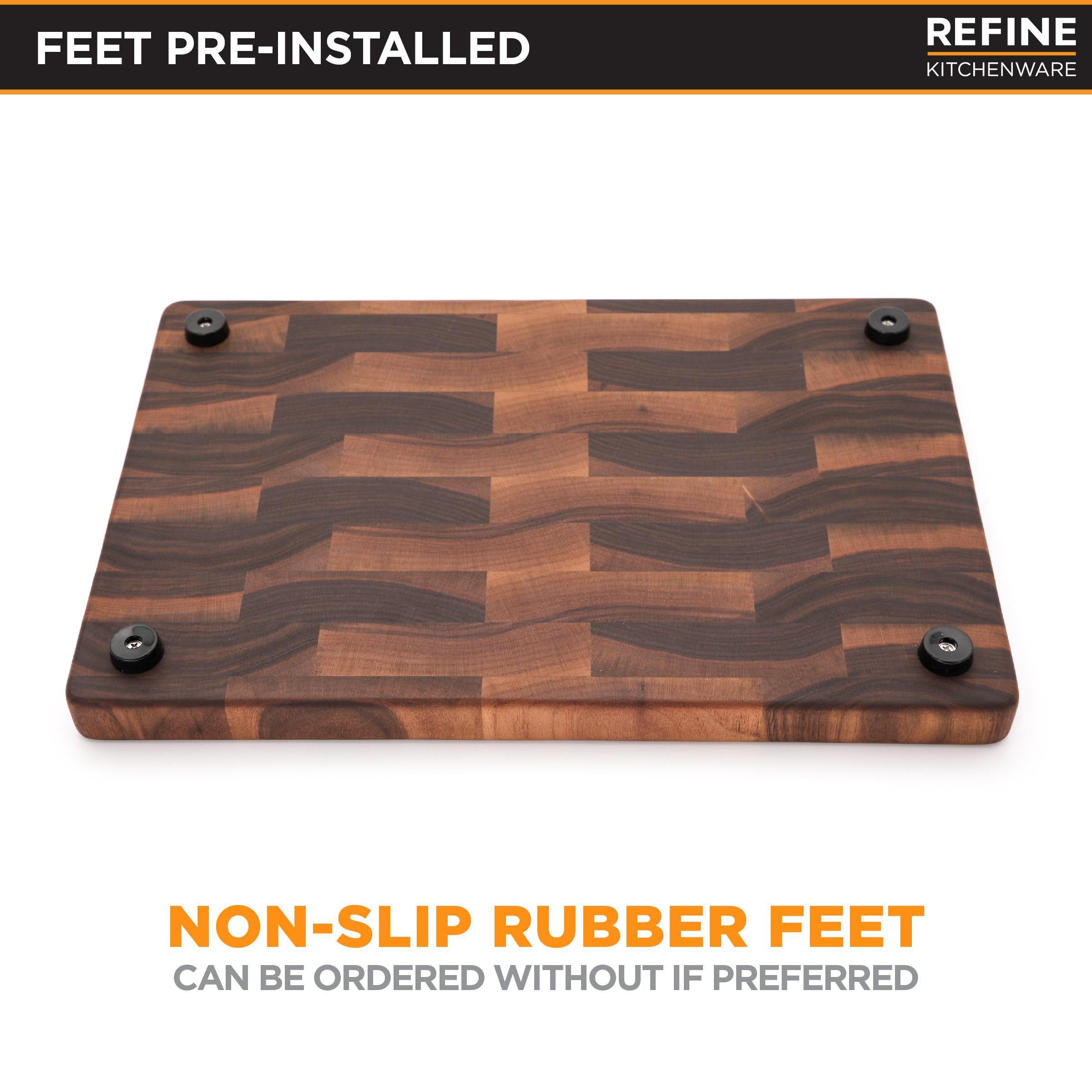 Walnut End-Grain cutting board with rubber feet