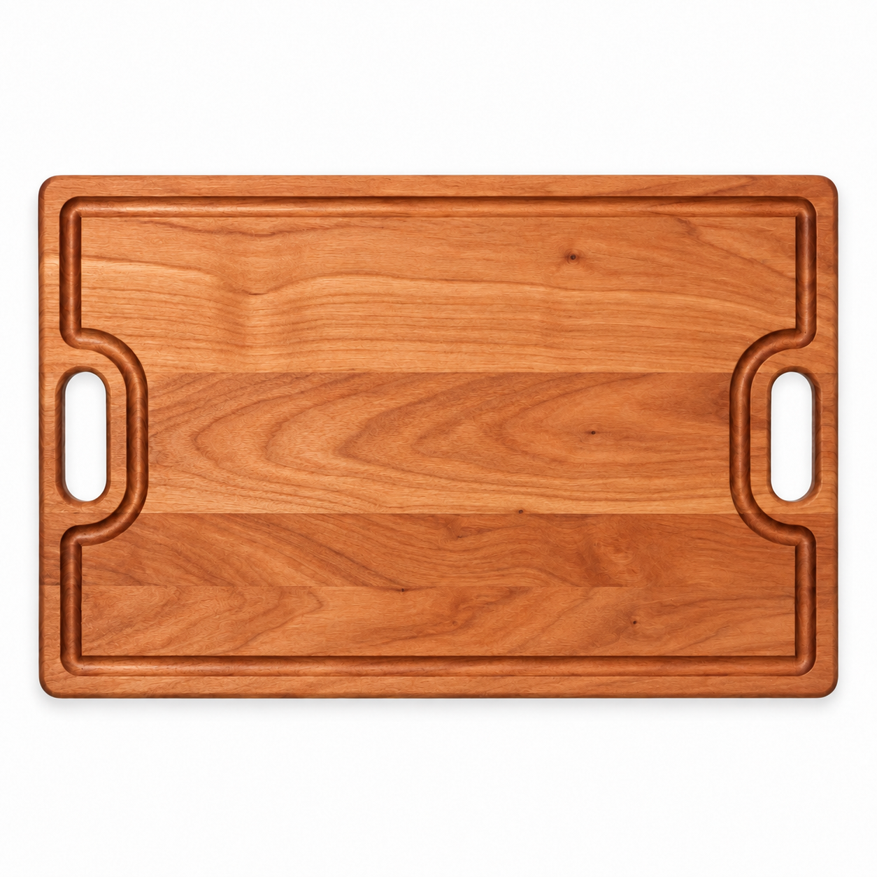 18 × 12 Cherry / Top Juice Groove / Cutout Handles — top view