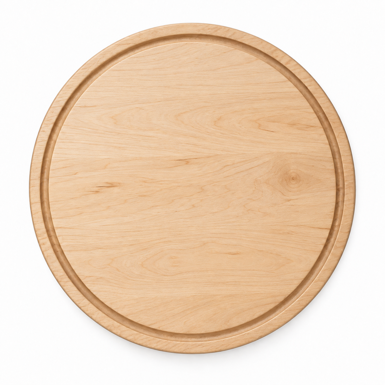15-inch round Maple / Juice Groove / No Handles — top view