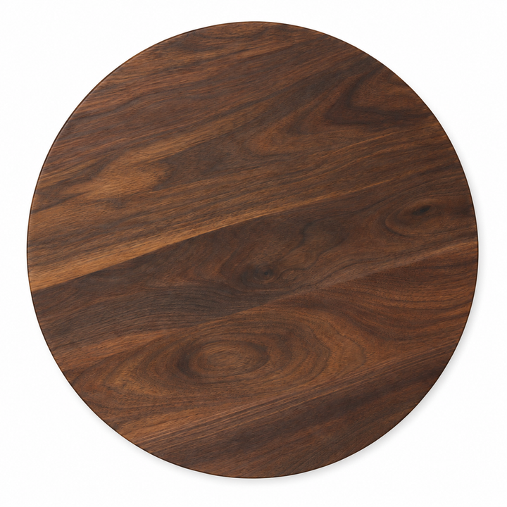 15-inch round Walnut / No Groove / No Handles — top view